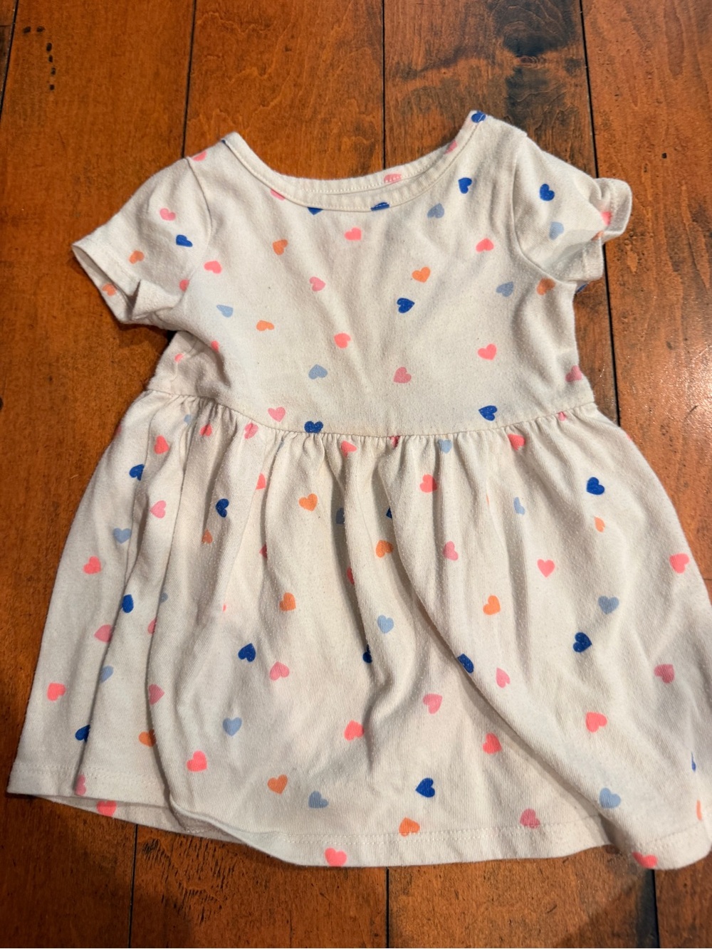 Cat & Jack White Heart-Print Short Sleeve Dress